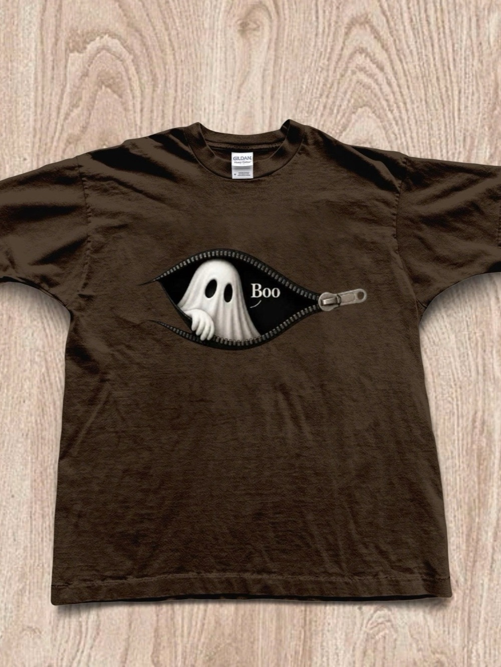Halloween Zipper Boo Ghost Graphic Tee